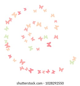 Spring Background with Colorful Butterflies. Simple Feminine Pattern for Card, Invitation, Print. Trendy Decoration with Beautiful Butterfly Silhouettes. Vector Background with Moth
