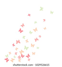Spring Background with Colorful Butterflies. Simple Feminine Pattern for Card, Invitation, Print. Trendy Decoration with Beautiful Butterfly Silhouettes. Vector Background with Moth
