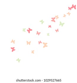 Spring Background with Colorful Butterflies. Simple Feminine Pattern for Card, Invitation, Print. Trendy Decoration with Beautiful Butterfly Silhouettes. Vector Background with Moth
