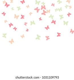 Spring Background with Colorful Butterflies. Simple Feminine Pattern for Card, Invitation, Print. Trendy Decoration with Beautiful Butterfly Silhouettes. Vector Background with Moth
