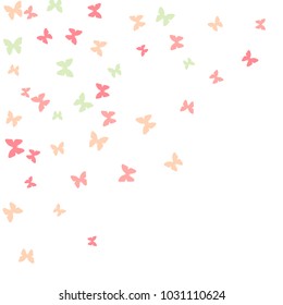 Spring Background with Colorful Butterflies. Simple Feminine Pattern for Card, Invitation, Print. Trendy Decoration with Beautiful Butterfly Silhouettes. Vector Background with Moth
