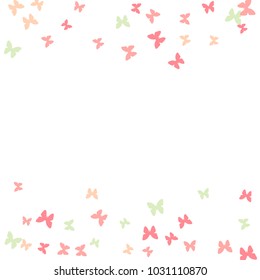 Spring Background with Colorful Butterflies. Simple Feminine Pattern for Card, Invitation, Print. Trendy Decoration with Beautiful Butterfly Silhouettes. Vector Background with Moth
