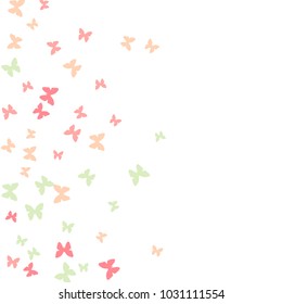 Spring Background with Colorful Butterflies. Simple Feminine Pattern for Card, Invitation, Print. Trendy Decoration with Beautiful Butterfly Silhouettes. Vector Background with Moth
