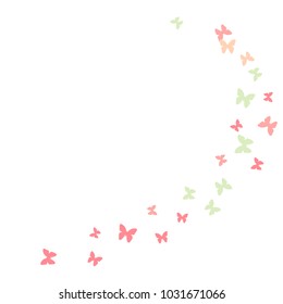 Spring Background with Colorful Butterflies. Simple Feminine Pattern for Card, Invitation, Print. Trendy Decoration with Beautiful Butterfly Silhouettes. Vector Background with Moth
