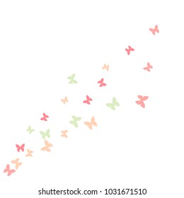 Spring Background with Colorful Butterflies. Simple Feminine Pattern for Card, Invitation, Print. Trendy Decoration with Beautiful Butterfly Silhouettes. Vector Background with Moth
