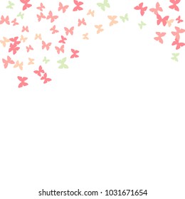 Spring Background with Colorful Butterflies. Simple Feminine Pattern for Card, Invitation, Print. Trendy Decoration with Beautiful Butterfly Silhouettes. Vector Background with Moth
