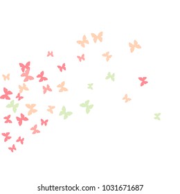Spring Background with Colorful Butterflies. Simple Feminine Pattern for Card, Invitation, Print. Trendy Decoration with Beautiful Butterfly Silhouettes. Vector Background with Moth
