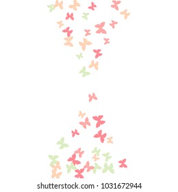 Spring Background with Colorful Butterflies. Simple Feminine Pattern for Card, Invitation, Print. Trendy Decoration with Beautiful Butterfly Silhouettes. Vector Background with Moth
