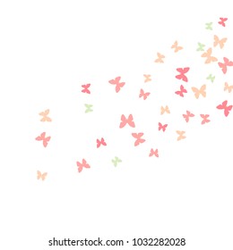 Spring Background with Colorful Butterflies. Simple Feminine Pattern for Card, Invitation, Print. Vector Background with Moth
