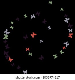 Spring Background with Colorful Butterflies. Simple Feminine Pattern for Card, Invitation, Print. Trendy Decoration with Beautiful Butterfly Silhouettes. Vector Background with Moth