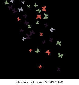Spring Background with Colorful Butterflies. Simple Feminine Pattern for Card, Invitation, Print. Trendy Decoration with Beautiful Butterfly Silhouettes. Vector Background with Moth