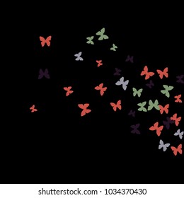 Spring Background with Colorful Butterflies. Simple Feminine Pattern for Card, Invitation, Print. Trendy Decoration with Beautiful Butterfly Silhouettes. Vector Background with Moth