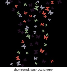 Spring Background with Colorful Butterflies. Simple Feminine Pattern for Card, Invitation, Print. Trendy Decoration with Beautiful Butterfly Silhouettes. Vector Background with Moth