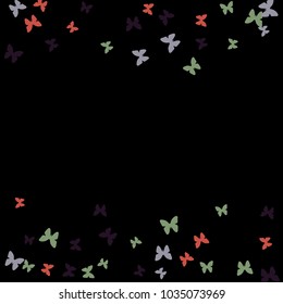 Spring Background with Colorful Butterflies. Simple Feminine Pattern for Card, Invitation, Print. Trendy Decoration with Beautiful Butterfly Silhouettes. Vector Background with Moth