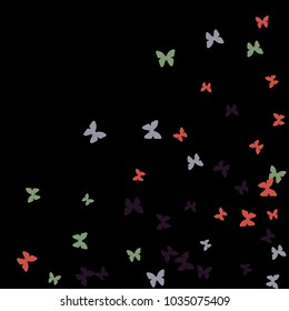 Spring Background with Colorful Butterflies. Simple Feminine Pattern for Card, Invitation, Print. Trendy Decoration with Beautiful Butterfly Silhouettes. Vector Background with Moth