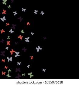 Spring Background with Colorful Butterflies. Simple Feminine Pattern for Card, Invitation, Print. Trendy Decoration with Beautiful Butterfly Silhouettes. Vector Background with Moth
