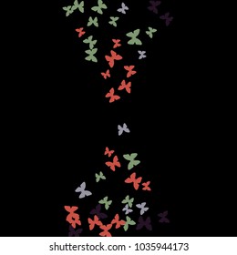 Spring Background with Colorful Butterflies. Simple Feminine Pattern for Card, Invitation, Print. Trendy Decoration with Beautiful Butterfly Silhouettes. Vector Background with Moth