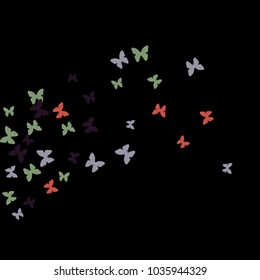 Spring Background with Colorful Butterflies. Simple Feminine Pattern for Card, Invitation, Print. Trendy Decoration with Beautiful Butterfly Silhouettes. Vector Background with Moth