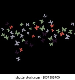 Spring Background with Colorful Butterflies. Simple Feminine Pattern for Card, Invitation, Print. Trendy Decoration with Beautiful Butterfly Silhouettes. Vector Background with Moth
