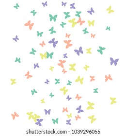 Spring Background with Colorful Butterflies. Simple Feminine Pattern for Card, Invitation, Print. Trendy Decoration with Beautiful Butterfly Silhouettes. Vector Background with Moth
