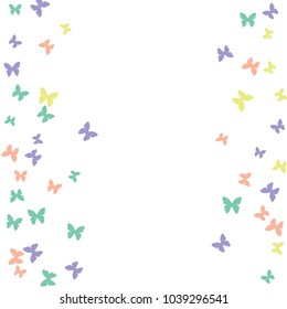 Spring Background with Colorful Butterflies. Simple Feminine Pattern for Card, Invitation, Print. Trendy Decoration with Beautiful Butterfly Silhouettes. Vector Background with Moth
