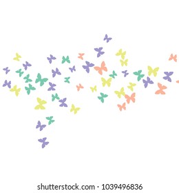 Spring Background with Colorful Butterflies. Simple Feminine Pattern for Card, Invitation, Print. Trendy Decoration with Beautiful Butterfly Silhouettes. Vector Background with Moth
