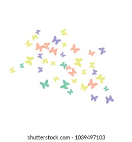 Spring Background with Colorful Butterflies. Simple Feminine Pattern for Card, Invitation, Print. Trendy Decoration with Beautiful Butterfly Silhouettes. Vector Background with Moth

