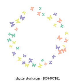 Spring Background with Colorful Butterflies. Simple Feminine Pattern for Card, Invitation, Print. Trendy Decoration with Beautiful Butterfly Silhouettes. Vector Background with Moth
