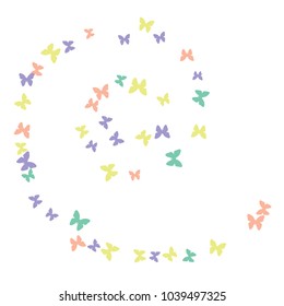Spring Background with Colorful Butterflies. Simple Feminine Pattern for Card, Invitation, Print. Trendy Decoration with Beautiful Butterfly Silhouettes. Vector Background with Moth
