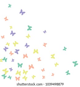 Spring Background with Colorful Butterflies. Simple Feminine Pattern for Card, Invitation, Print. Trendy Decoration with Beautiful Butterfly Silhouettes. Vector Background with Moth
