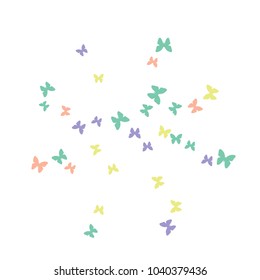 Spring Background with Colorful Butterflies. Simple Feminine Pattern for Card, Invitation, Print. Trendy Decoration with Beautiful Butterfly Silhouettes. Vector Background with Moth

