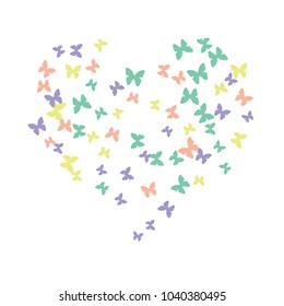 Spring Background with Colorful Butterflies. Simple Feminine Pattern for Card, Invitation, Print. Trendy Decoration with Beautiful Butterfly Silhouettes. Vector Background with Moth

