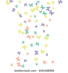 Spring Background with Colorful Butterflies. Simple Feminine Pattern for Card, Invitation, Print. Trendy Decoration with Beautiful Butterfly Silhouettes. Vector Background with Moth
