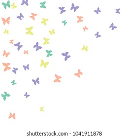 Spring Background with Colorful Butterflies. Simple Feminine Pattern for Card, Invitation, Print. Trendy Decoration with Beautiful Butterfly Silhouettes. Vector Background with Moth
