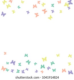 Spring Background with Colorful Butterflies. Simple Feminine Pattern for Card, Invitation, Print. Trendy Decoration with Beautiful Butterfly Silhouettes. Vector Background with Moth
