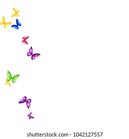 Spring Background with Colorful Butterflies. Simple Feminine Pattern for Card, Invitation, Print. Trendy Decoration with Beautiful Butterfly Silhouettes. Vector Background with Moth
