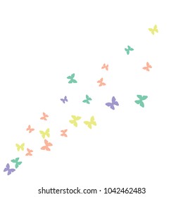 Spring Background with Colorful Butterflies. Simple Feminine Pattern for Card, Invitation, Print. Trendy Decoration with Beautiful Butterfly Silhouettes. Vector Background with Moth
