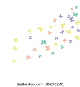 Spring Background with Colorful Butterflies. Simple Feminine Pattern for Card, Invitation, Print. Trendy Decoration with Beautiful Butterfly Silhouettes. Vector Background with Moth
