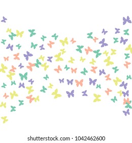 Spring Background with Colorful Butterflies. Simple Feminine Pattern for Card, Invitation, Print. Trendy Decoration with Beautiful Butterfly Silhouettes. Vector Background with Moth
