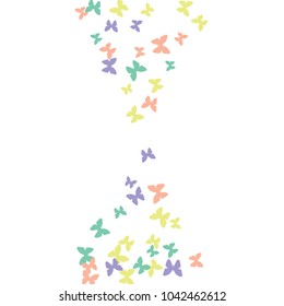 Spring Background with Colorful Butterflies. Simple Feminine Pattern for Card, Invitation, Print. Trendy Decoration with Beautiful Butterfly Silhouettes. Vector Background with Moth
