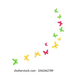 Spring Background with Colorful Butterflies. Simple Feminine Pattern for Card, Invitation, Print. Trendy Decoration with Beautiful Butterfly Silhouettes. Vector Background with Moth
