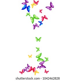 Spring Background with Colorful Butterflies. Simple Feminine Pattern for Card, Invitation, Print. Trendy Decoration with Beautiful Butterfly Silhouettes. Vector Background with Moth
