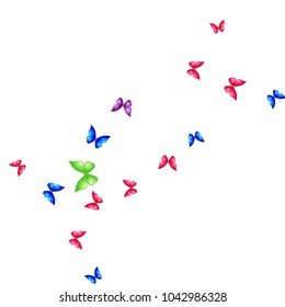 Spring Background with Colorful Butterflies. Simple Feminine Pattern for Card, Invitation, Print. Trendy Decoration with Beautiful Butterfly Silhouettes. Vector Background with Moth
