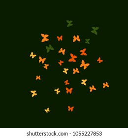 Spring Background with Colorful Butterflies. Simple Feminine Pattern for Card, Invitation, Print. Trendy Decoration with Beautiful Butterfly Silhouettes. Vector Background with Moth
