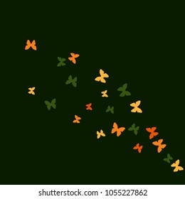 Spring Background with Colorful Butterflies. Simple Feminine Pattern for Card, Invitation, Print. Trendy Decoration with Beautiful Butterfly Silhouettes. Vector Background with Moth

