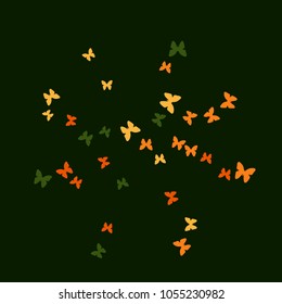 Spring Background with Colorful Butterflies. Simple Feminine Pattern for Card, Invitation, Print. Trendy Decoration with Beautiful Butterfly Silhouettes. Vector Background with Moth
