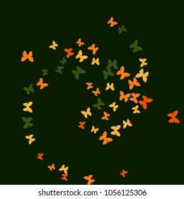 Spring Background with Colorful Butterflies. Simple Feminine Pattern for Card, Invitation, Print. Trendy Decoration with Beautiful Butterfly Silhouettes. Vector Background with Moth
