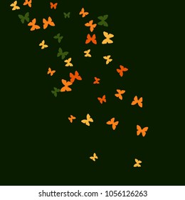 Spring Background with Colorful Butterflies. Simple Feminine Pattern for Card, Invitation, Print. Trendy Decoration with Beautiful Butterfly Silhouettes. Vector Background with Moth
