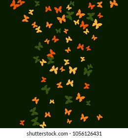 Spring Background with Colorful Butterflies. Simple Feminine Pattern for Card, Invitation, Print. Trendy Decoration with Beautiful Butterfly Silhouettes. Vector Background with Moth
