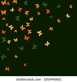 Spring Background with Colorful Butterflies. Simple Feminine Pattern for Card, Invitation, Print. Trendy Decoration with Beautiful Butterfly Silhouettes. Vector Background with Moth
